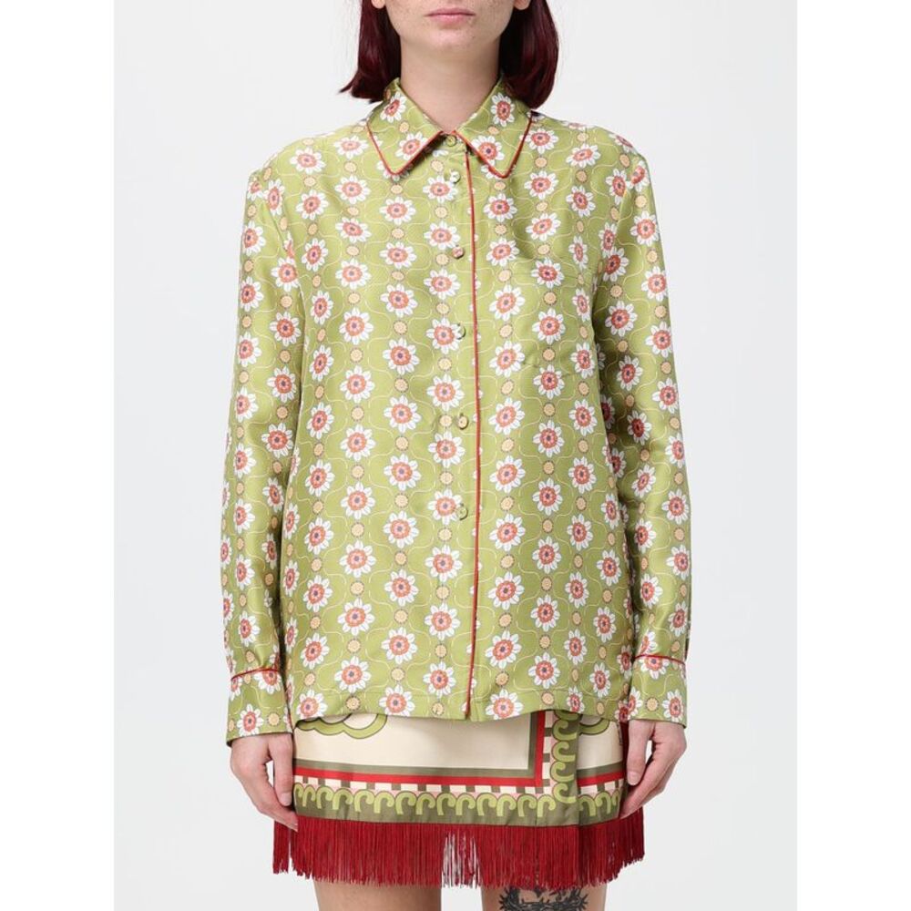 La Doublej Women Boy Slim Fit Abstract Print Pure Silk La Doublej Shirt